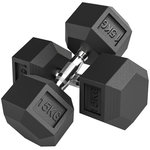 HOMCOM Lot de 2 haltères courtes poids total 30 Kg - entraînement musculaire & haltérophilie - acier caoutchouc noir