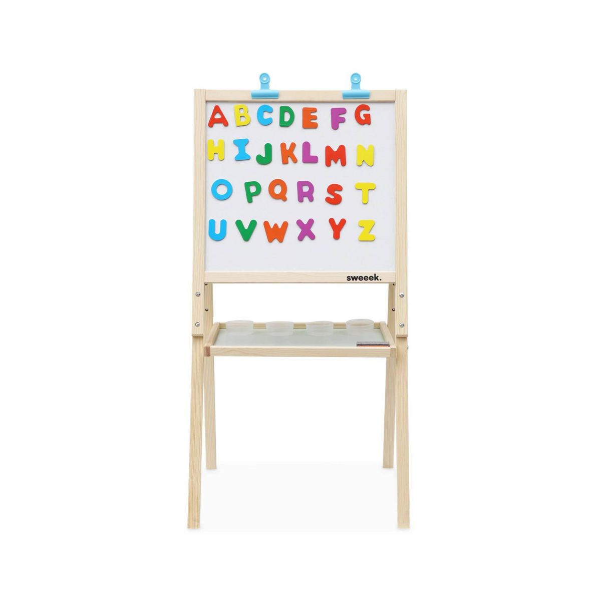 SWEEEK Tableau double face en bois pour enfant. craie et tableau blanc avec accessoires fournis