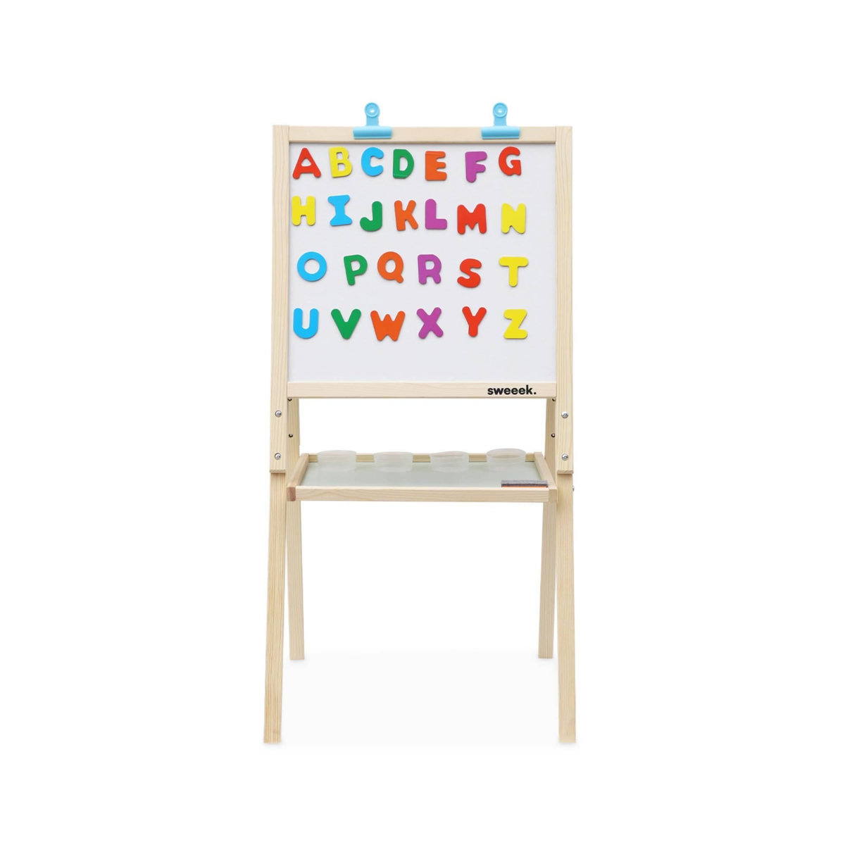 SWEEEK Tableau double face en bois pour enfant. craie et tableau blanc avec accessoires fournis