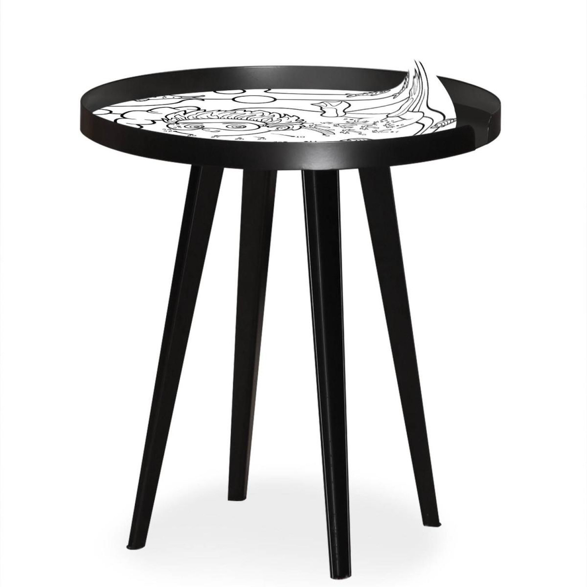 Voir la diapositive 5 : Paris Prix Table d'Appoint à Rebord 3 Covers  Kid  45cm Noir