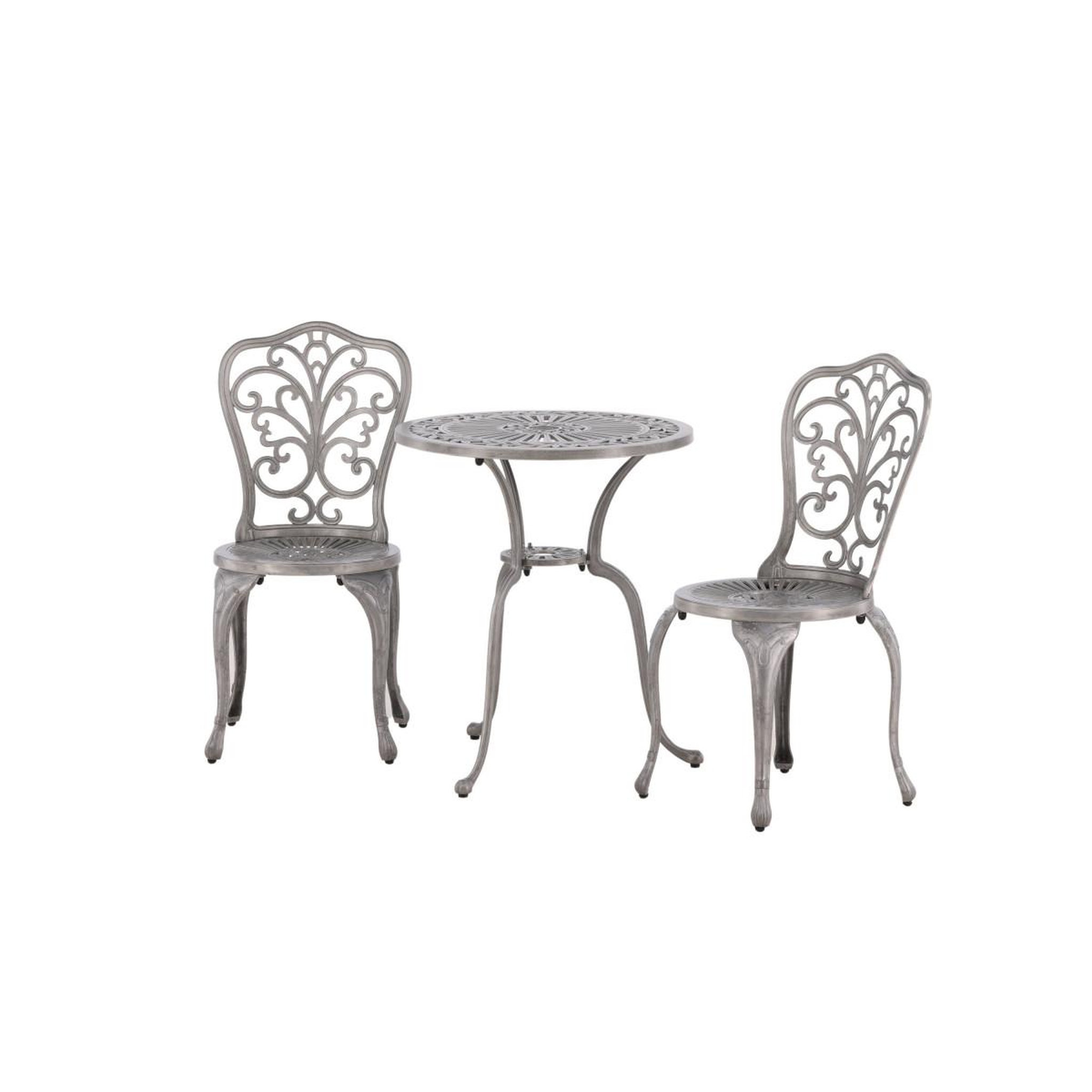 Voir la diapositive 6 : Paris Prix Ensemble table de jardin & 2 chaises  nandin  73cm argent