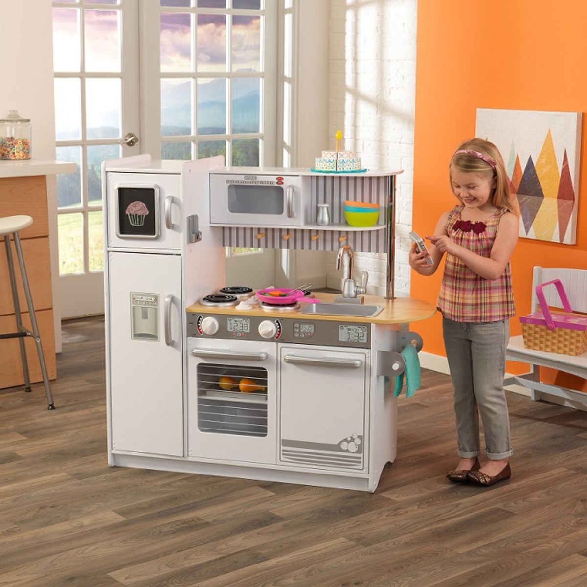 Kidkraft Cuisine enfant Uptown blanche en bois - Jouet d'imitation