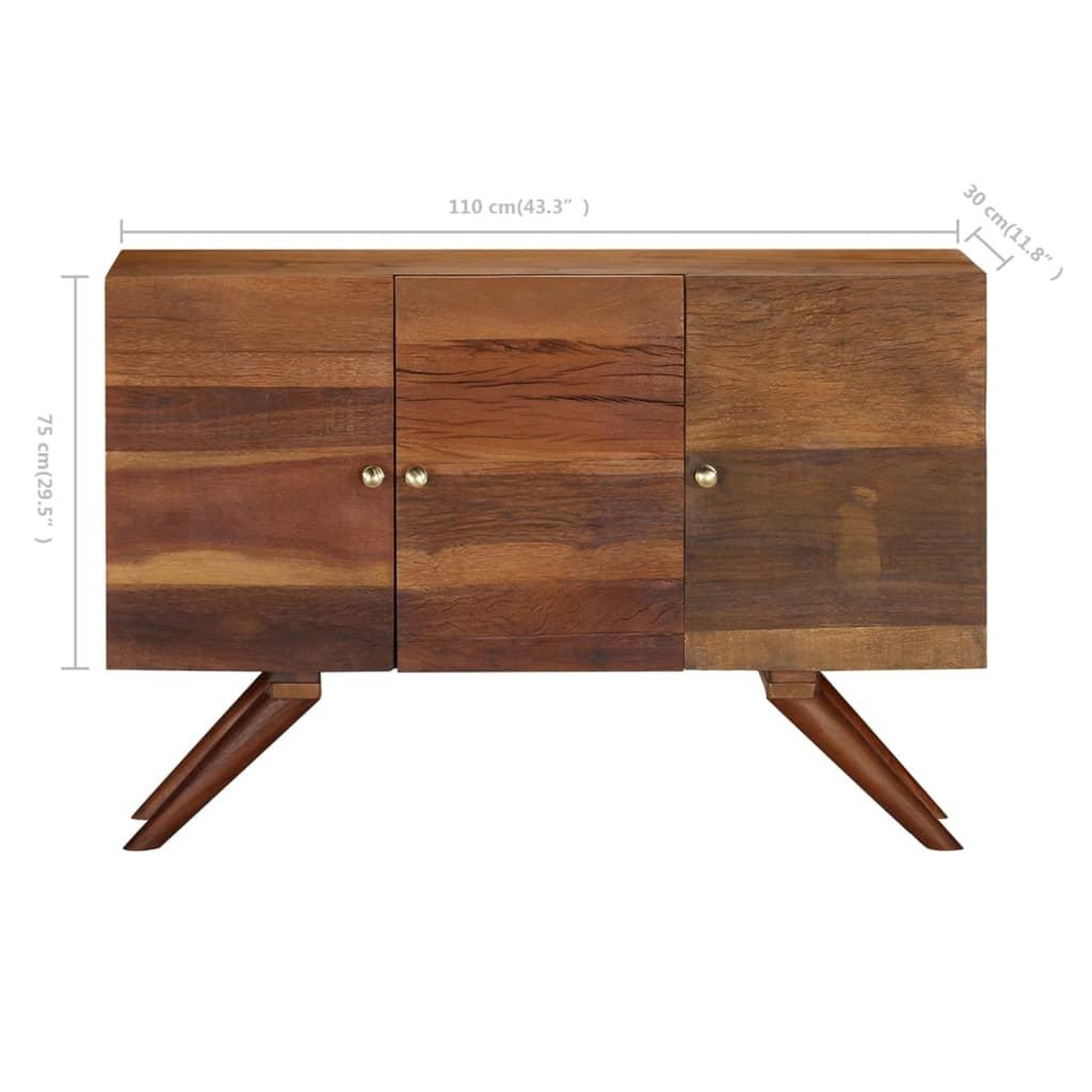 Voir la diapositive 6 : VIDAXL Buffet bois recycle massif 110x30x75 cm marron