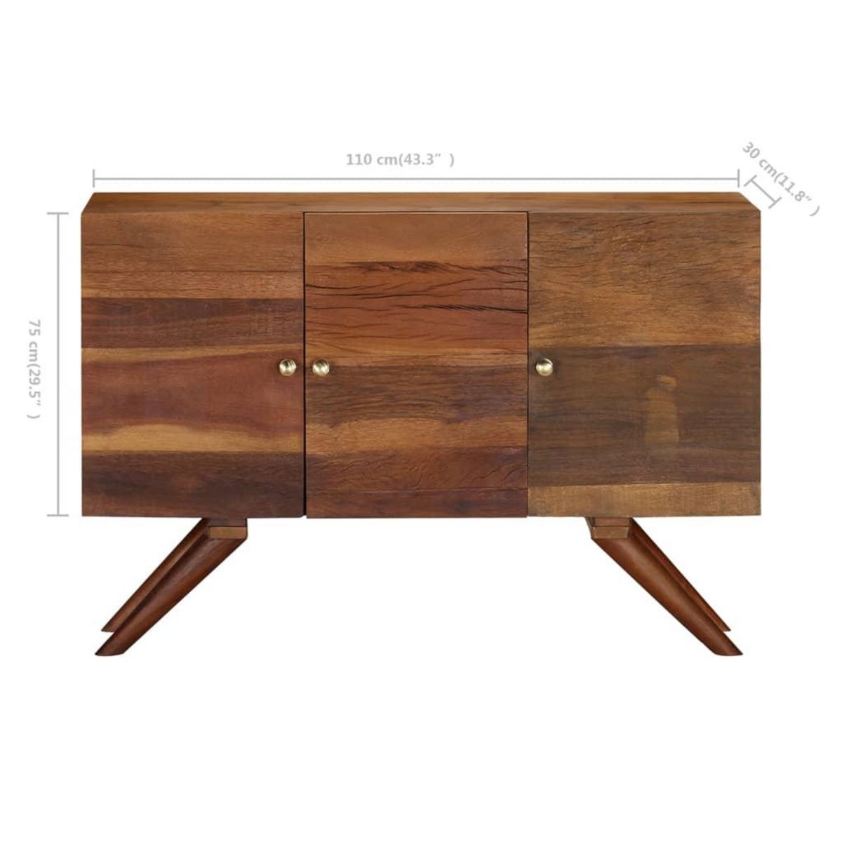 VIDAXL Buffet Bois recycle massif 110x30x75 cm Marron