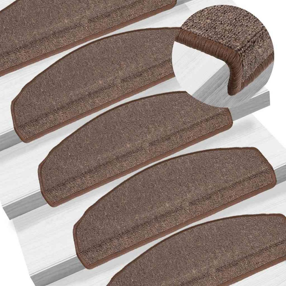 VIDAXL Tapis d'escalier 20 pcs marron cafe 65x24x4 cm