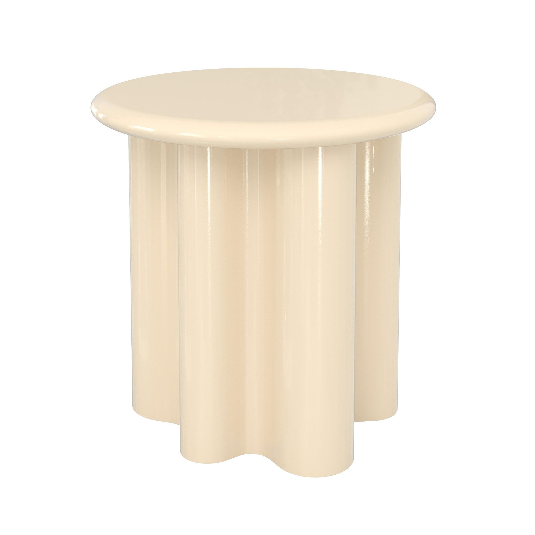 MAISON PAVANE Table d'appoint laquée blanc cassé, d50 cm-olya