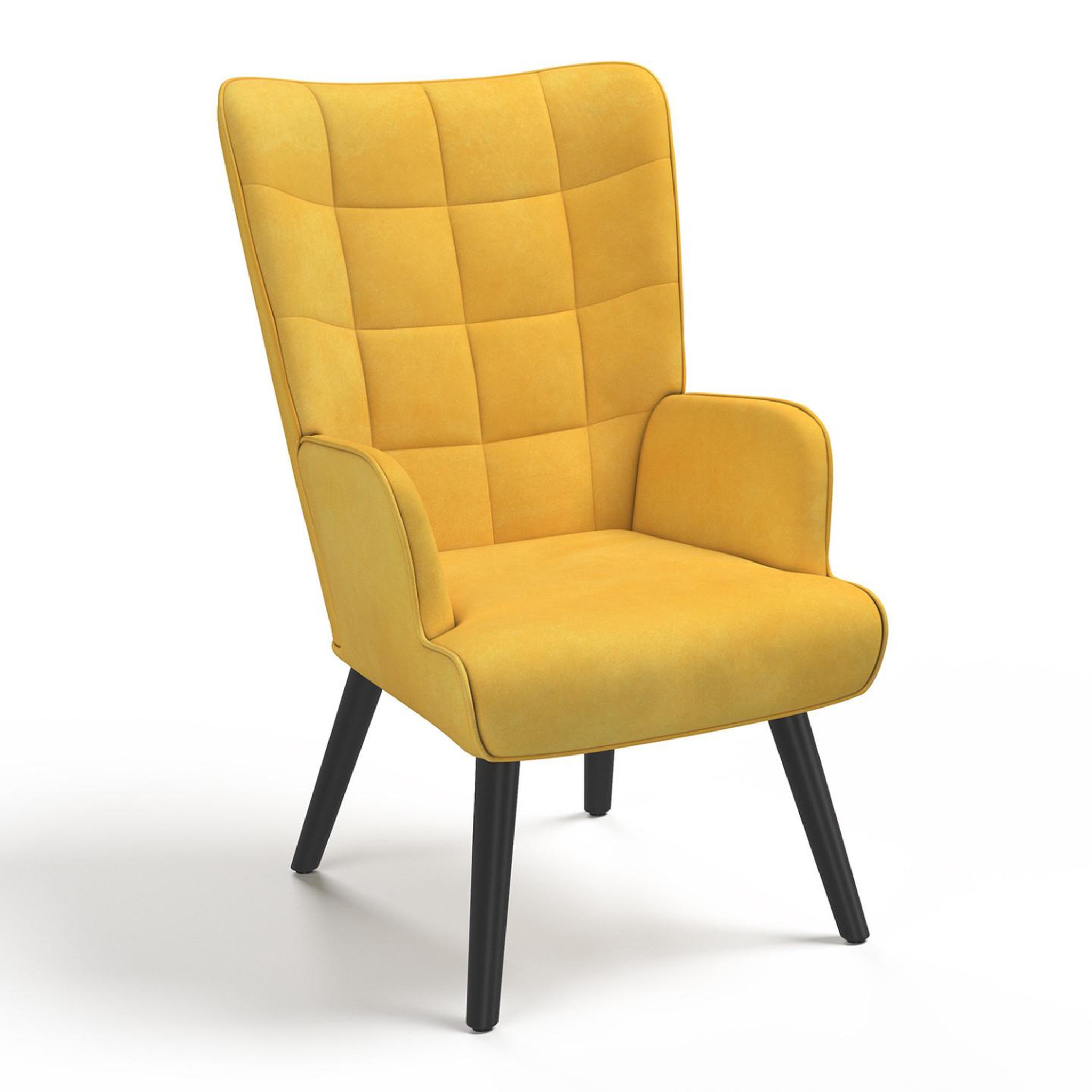 ID MARKET Fauteuil scandinave ania velours jaune