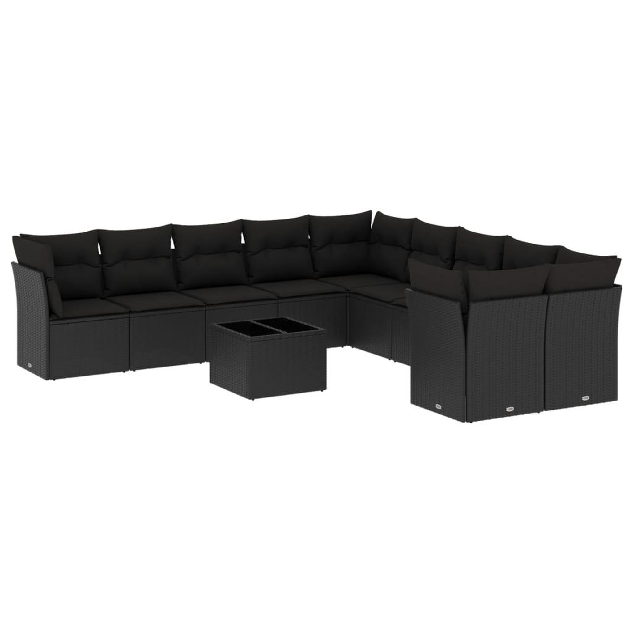 Voir la diapositive 2 : VIDAXL Salon de jardin 11 pcs avec coussins noir resine tressee