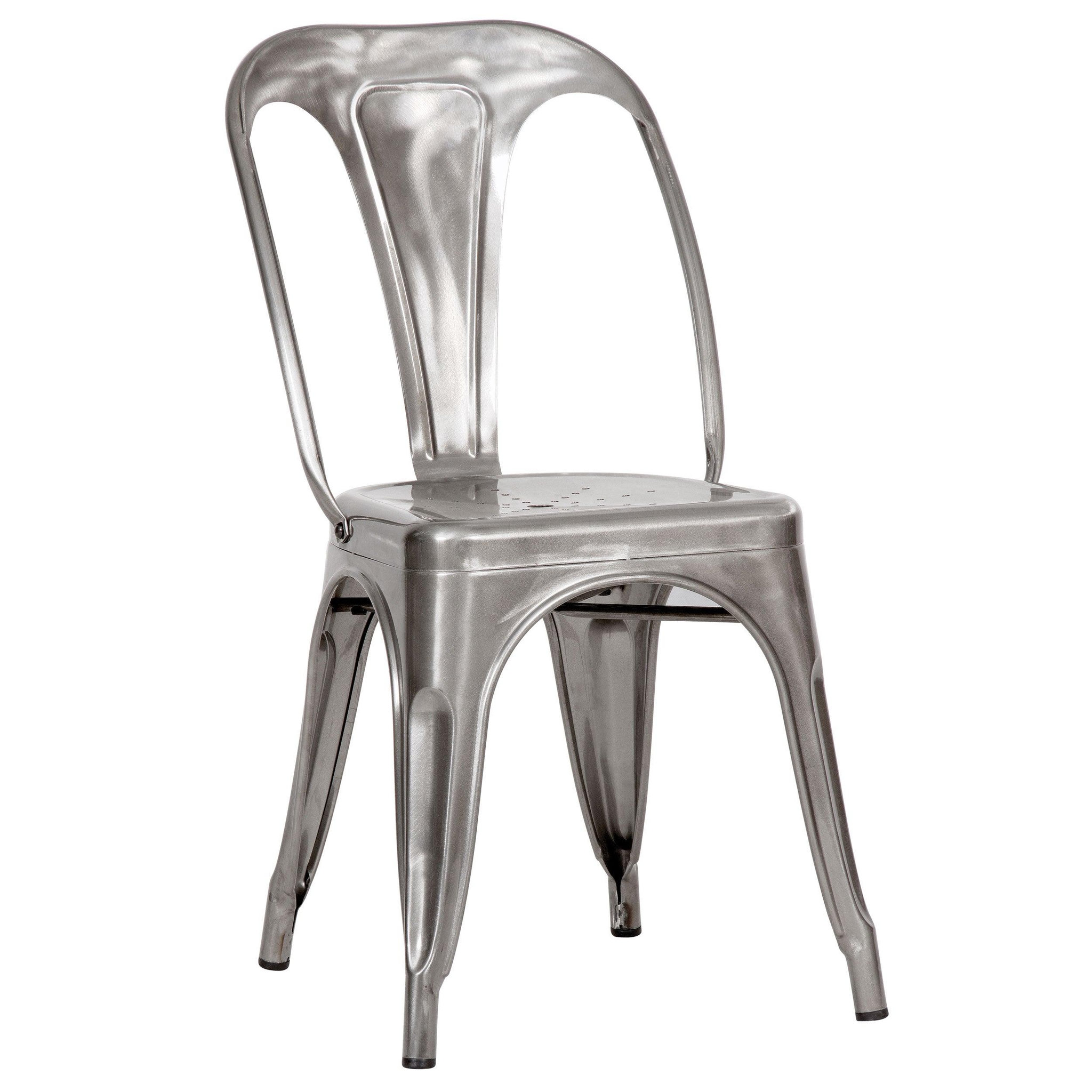 Voir la diapositive 3 : MAISON PAVANE Lot de 2 chaises en métal chromé-indus