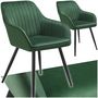 Voir la diapositive 1 : tectake Chaise de salle à manger en velours matelassée et capitonnée vert foncé/noir Lot de 2