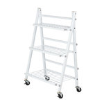Wenko Escalier pliables pour fleurs et plantes avec 4 roues - en métal - Blanc