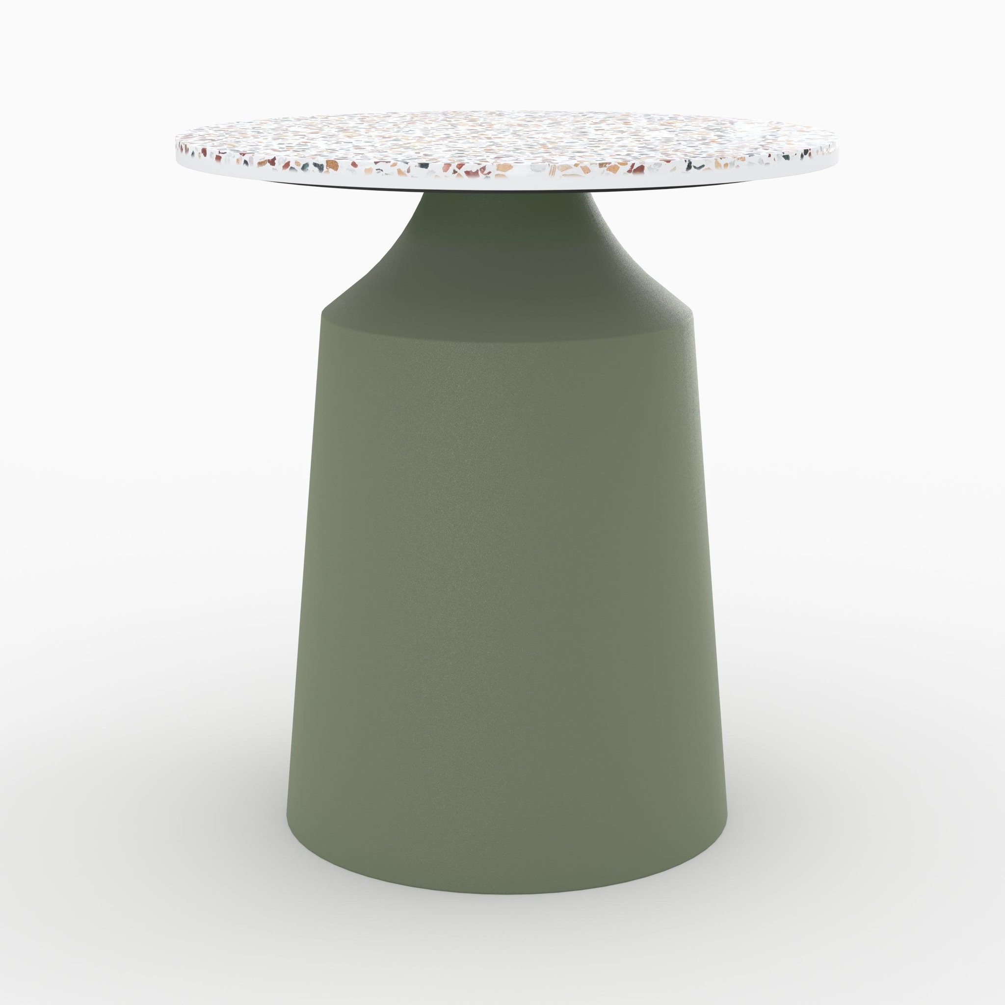 Voir la diapositive 5 : MAISON PAVANE Table d'appoint ronde en terrazzo et métal vert kaki D44 cm-Daphné