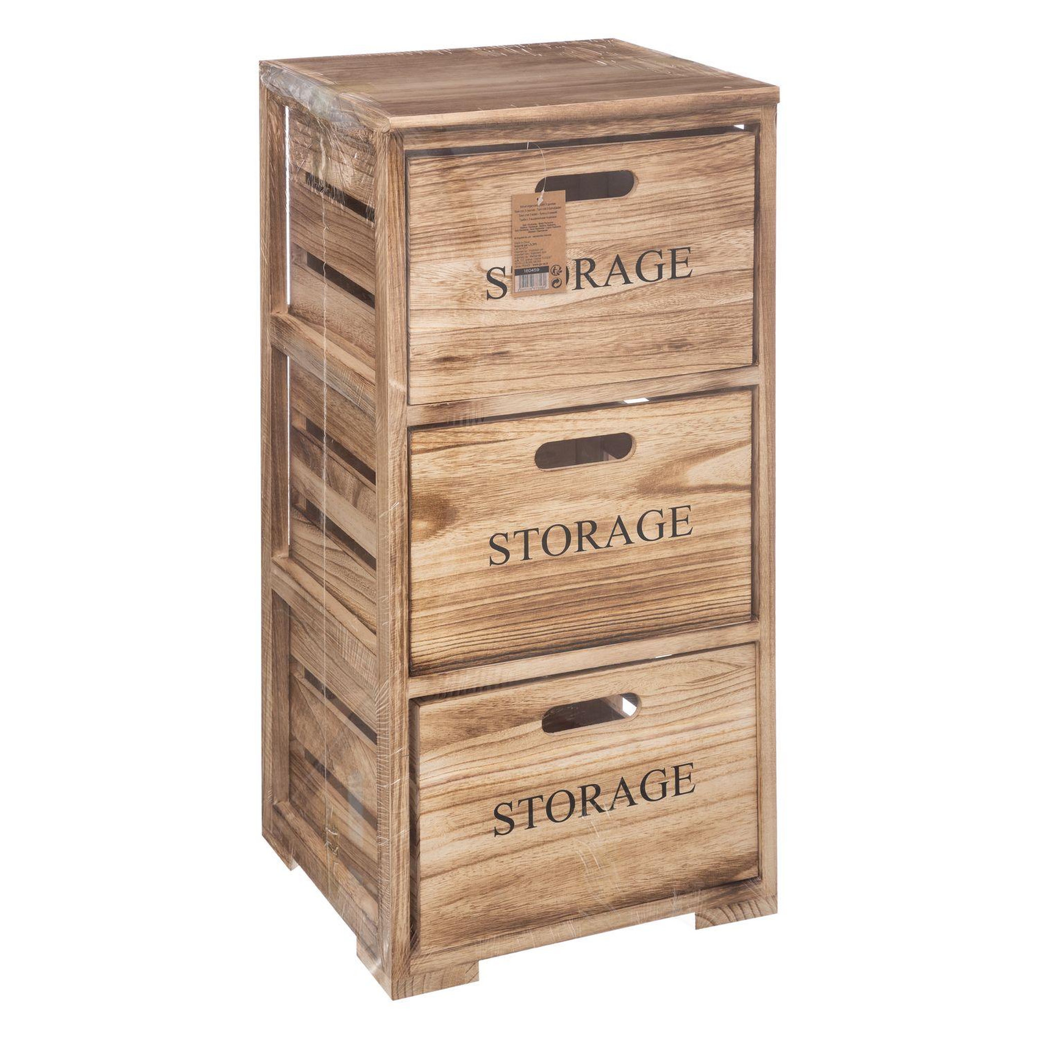 Voir la diapositive 5 : FIVE Tour de rangement 3 tiroirs à roulettes en bois HERSTIA - Beige