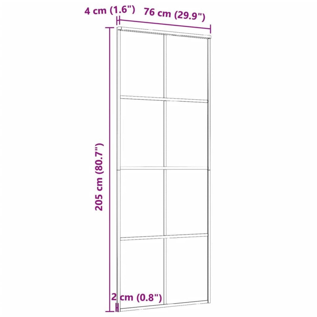 VIDAXL Porte coulissante Aluminium et verre ESG 76x205 cm Noir