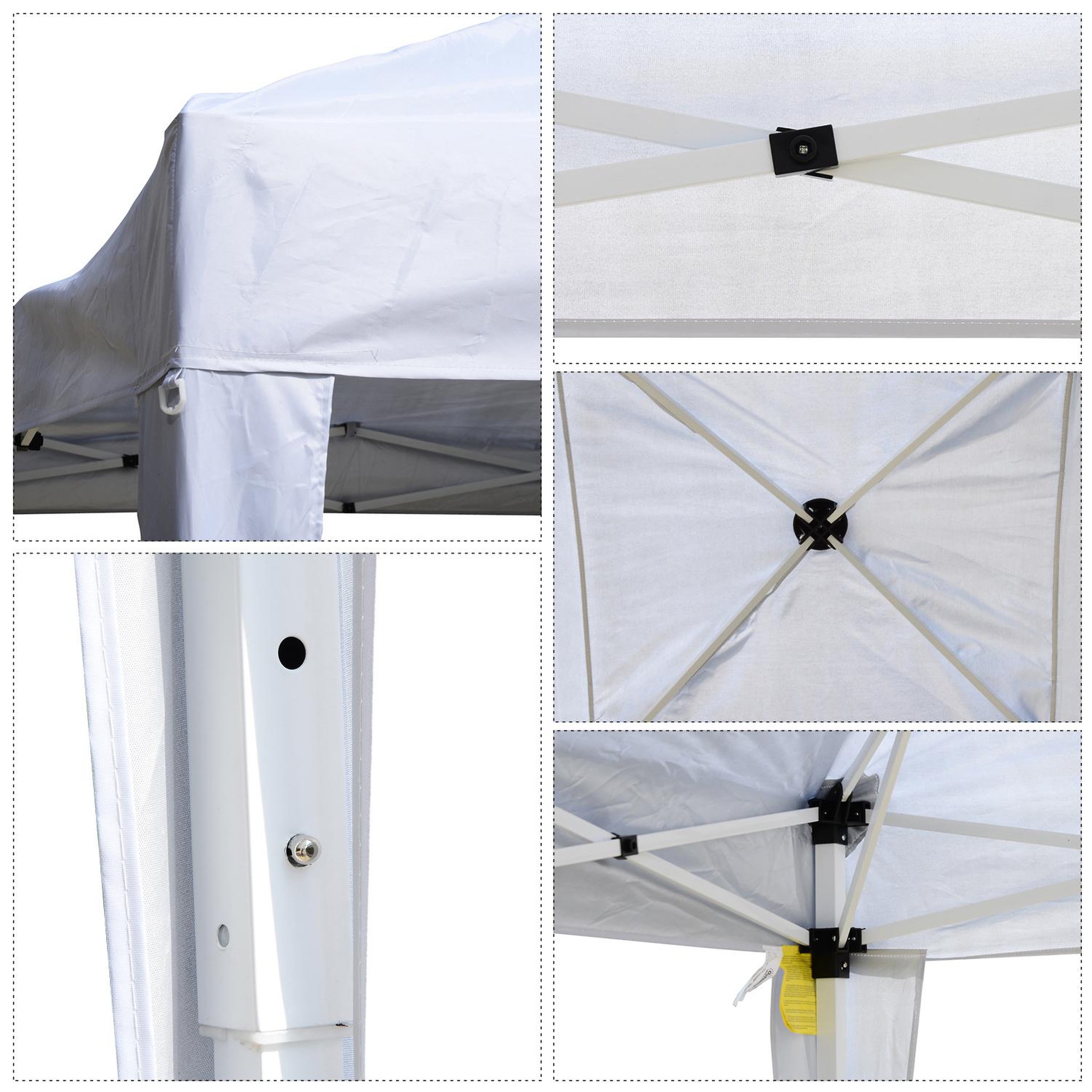 Voir la diapositive 5 : OUTSUNNY Tonnelle barnum de jardin pliant anti-UV + sac de transport acier Oxford 3 x 3 x 2,55 m blanc