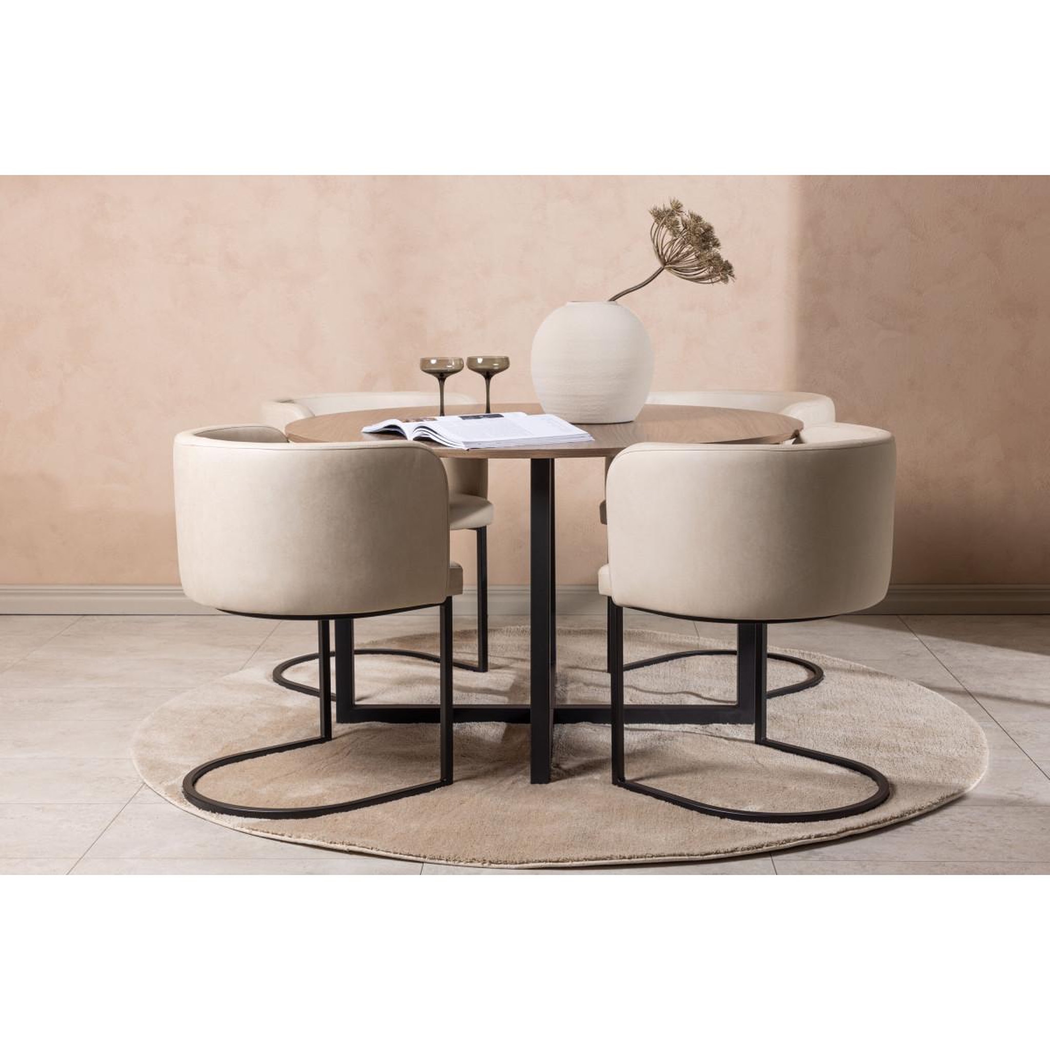 Voir la diapositive 4 : Paris Prix Ensemble table à manger & 4 chaises  durango & simrishamn  120cm noyer & beige