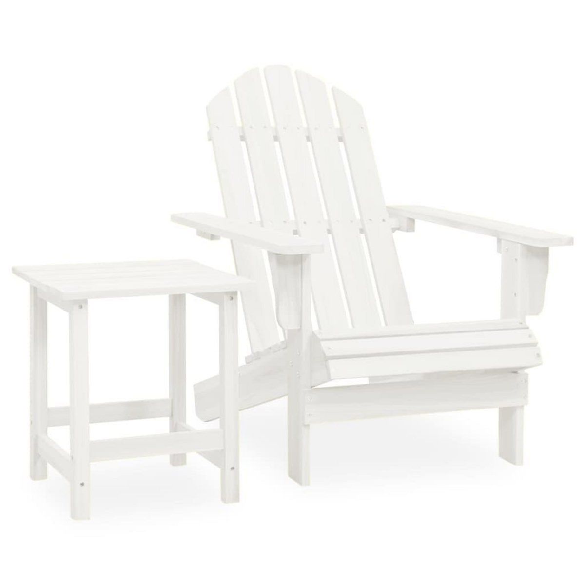 VIDAXL Chaise de jardin Adirondack avec table Bois de sapin Blanc