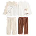 Petit Béguin Lot de 2 pyjamas enfant 2 pièces en velours Cracotte. Coloris disponibles : Beige