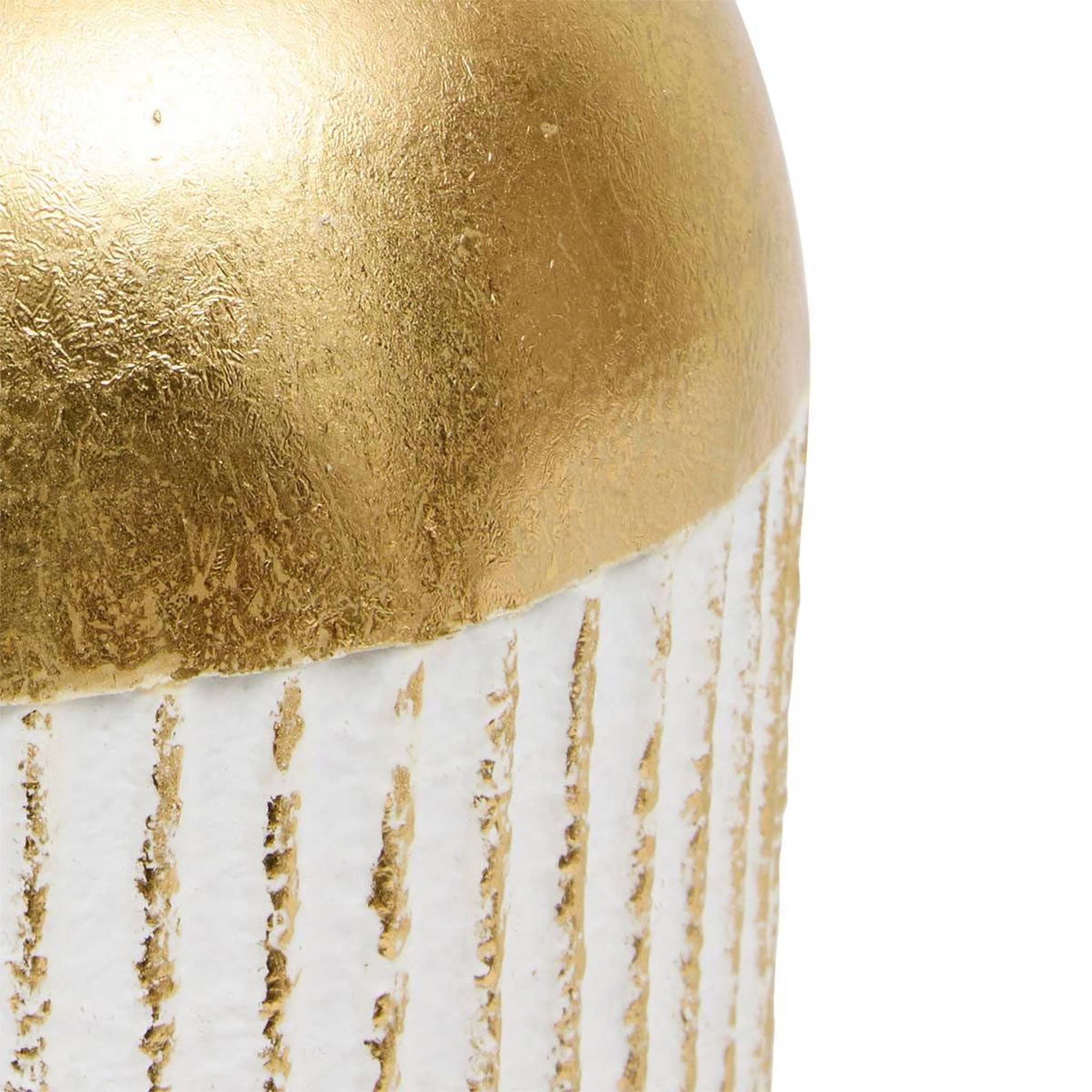 Voir la diapositive 2 : ATMOSPHERA Vase design en métal  mirsa  43cm blanc & doré