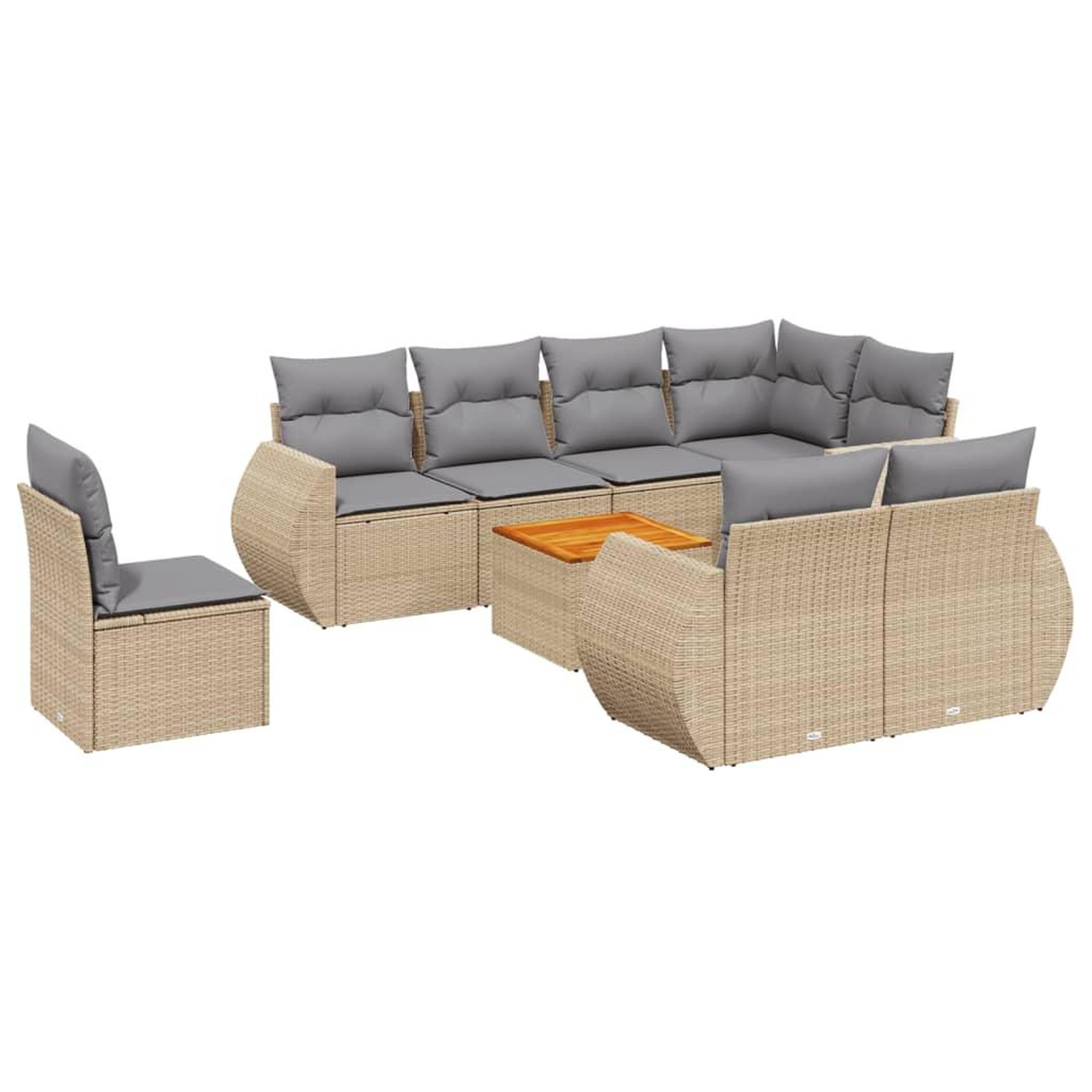 Voir la diapositive 2 : VIDAXL Salon de jardin avec coussins 9 pcs beige resine tressee