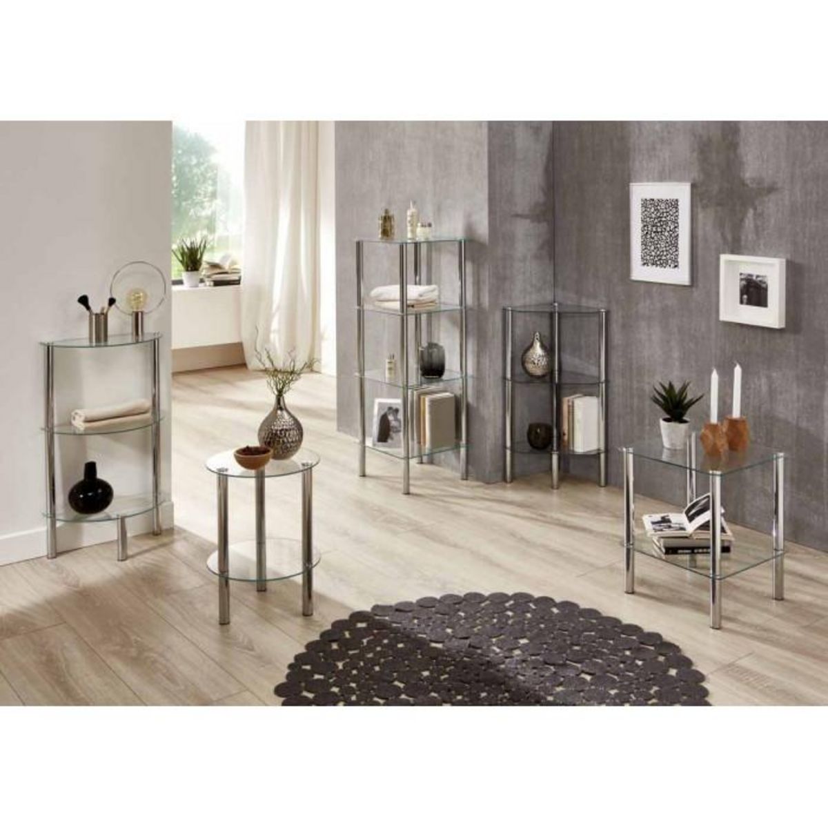 Paris Prix Table d'Appoint Ronde Design  Eliot  47cm Transparent