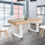 Voir la diapositive 4 : ID MARKET Table à manger extensible rectangle PHOENIX 4-8 personnes bois et blanc bande centrale blanche 160-200 cm