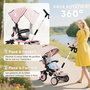 Voir la diapositive 4 : HOMCOM Tricycle évolutif pliable réglable 6 en 1 rose