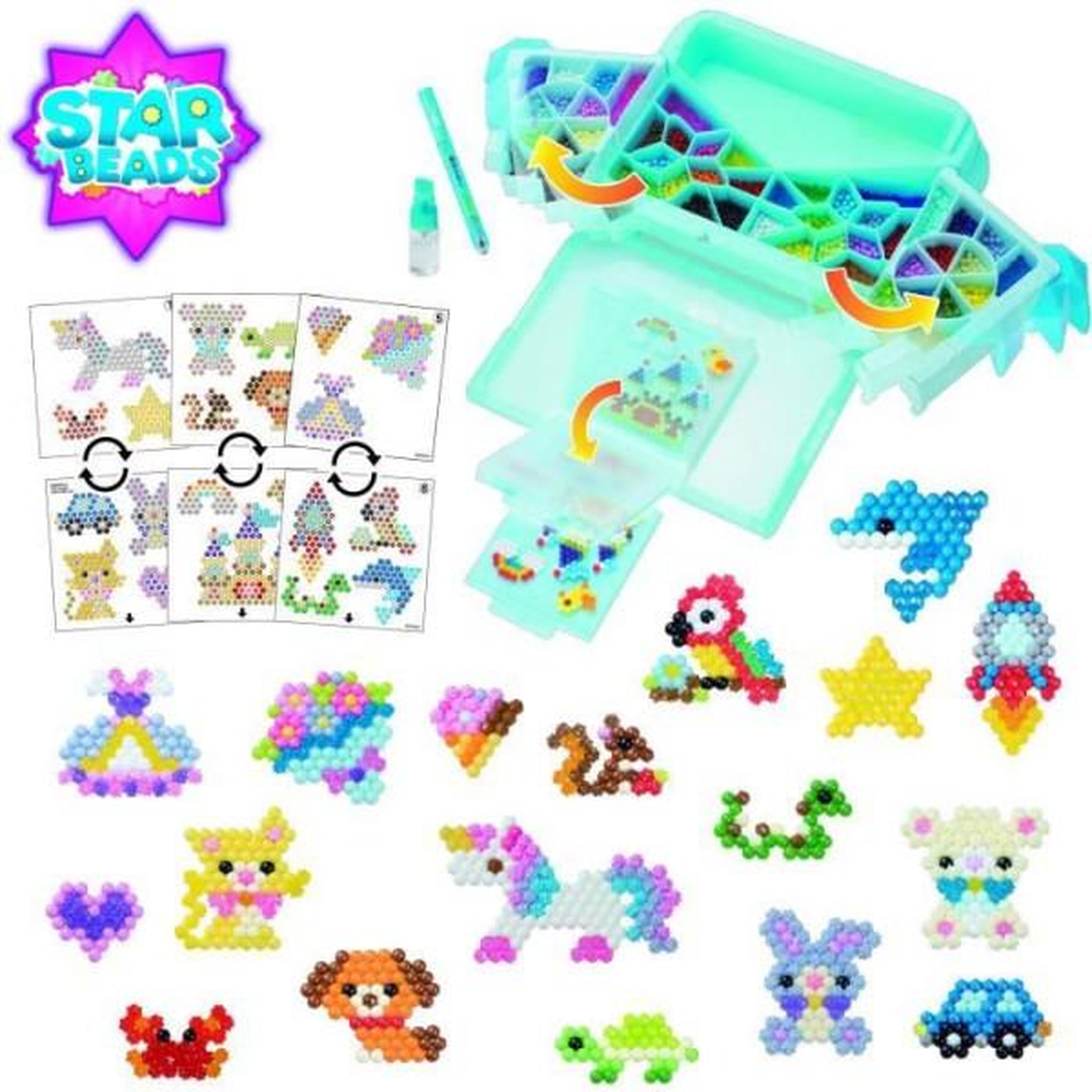 Voir la diapositive 2 : Aquabeads Jouet - AQUABEADS - Mon grand atelier de création - Perles qui s'assemblent avec de l'eau - Multicolore/Bleu