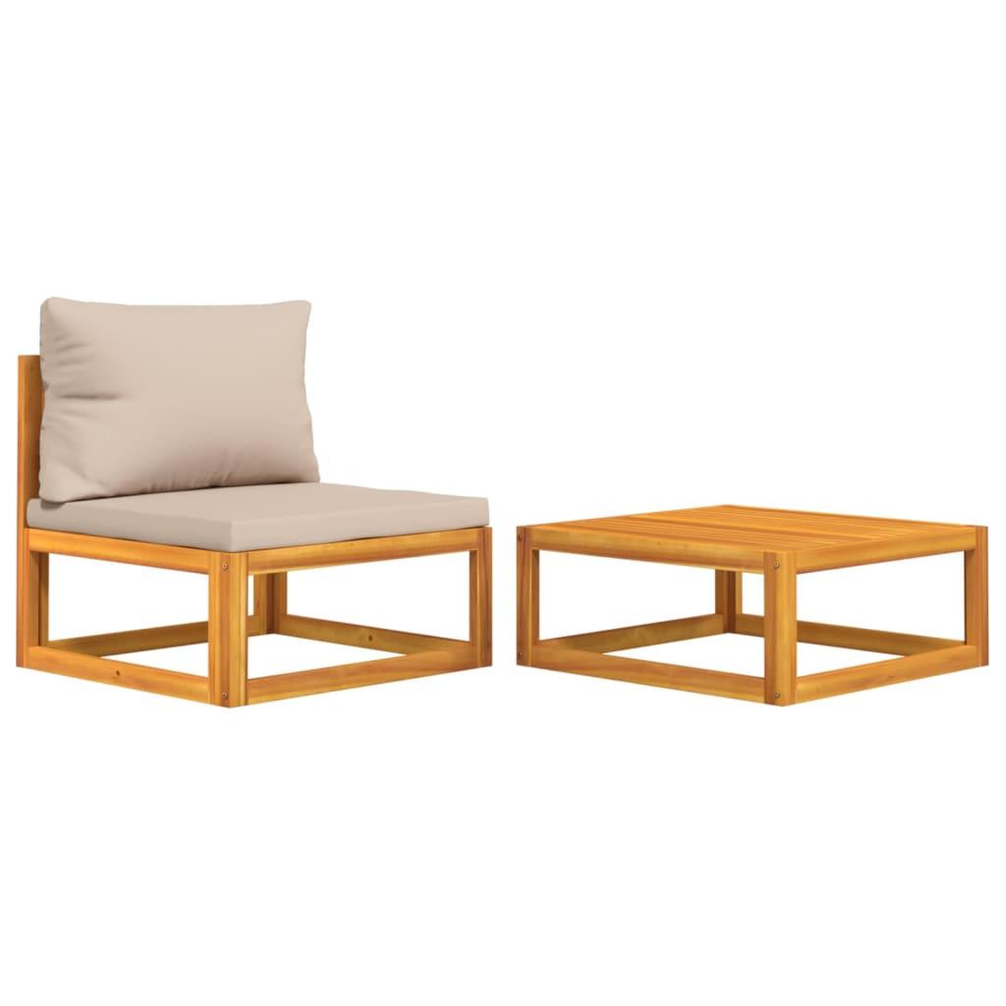 Voir la diapositive 2 : VIDAXL Salon de jardin avec coussins 2 pcs bois massif acacia
