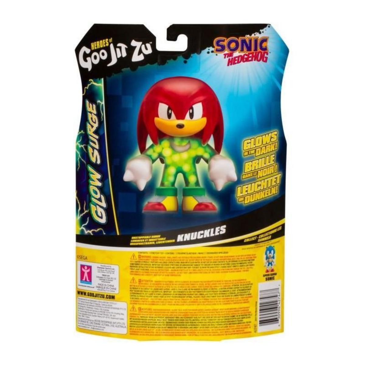 GENERIQUE Knuckles Glow Surge 13cm - HERoeS OF GOO JIT ZU - SONIC - Figurine lumineuse et extensible