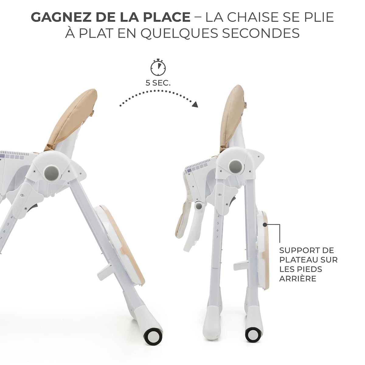 KINDERKRAFT Chaise haute 2en1 tummie pratique et confortable