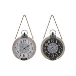 AAAAA Horloge de table DKD Home Decor 40 x 6,5 x 46 cm Noir Blanc Fer Mandala Bois MDF (2 Unités)