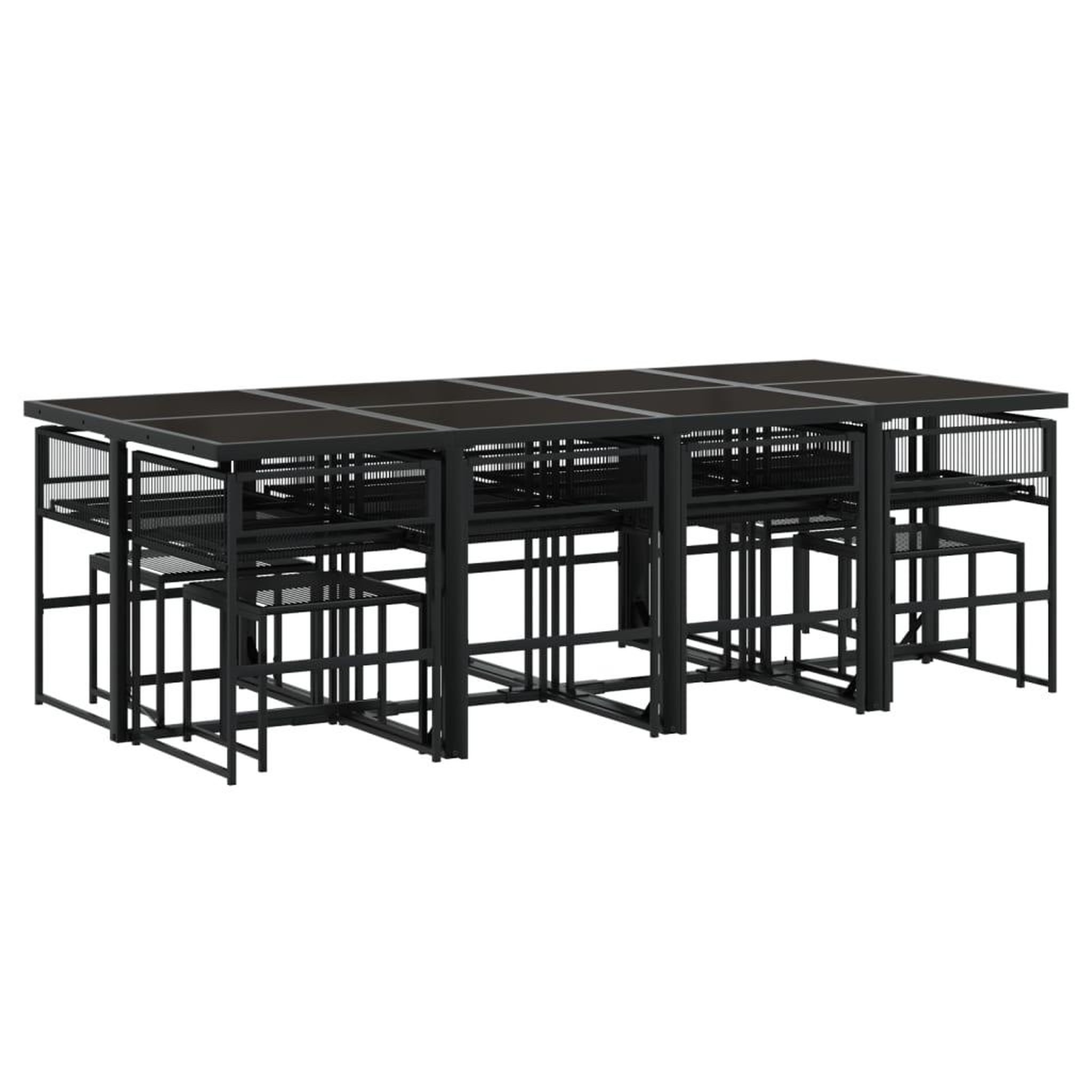 Voir la diapositive 3 : VIDAXL Ensemble a manger de jardin 13 pcs coussins noir resine tressee