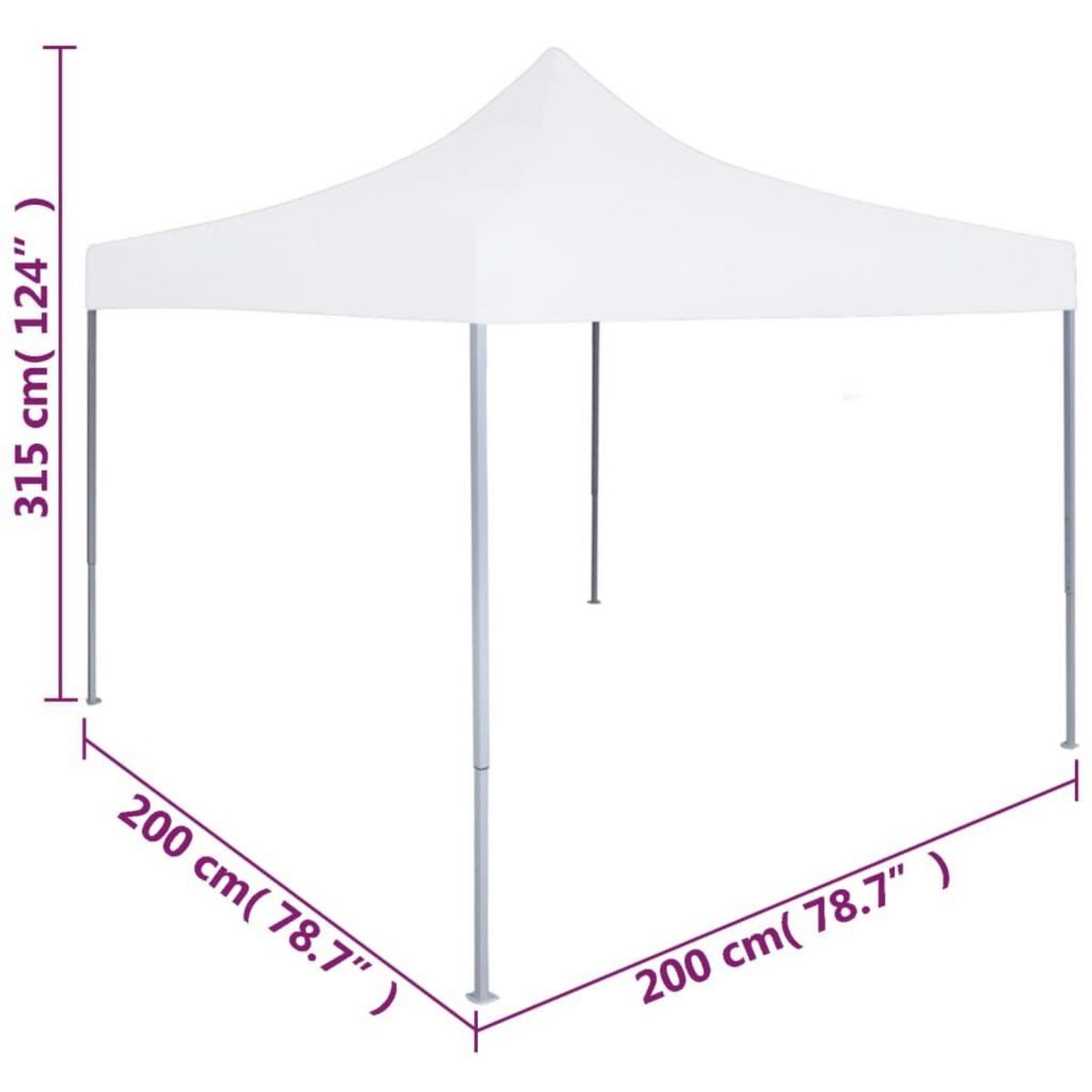 VIDAXL Tente reception pliable professionnelle 2x2 m Acier Blanc