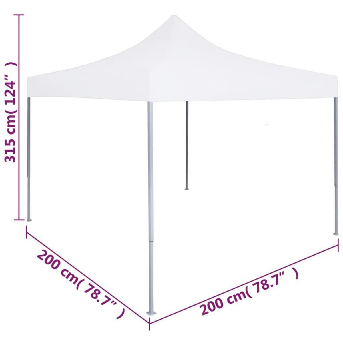 VIDAXL Tente reception pliable professionnelle 2x2 m Acier Blanc