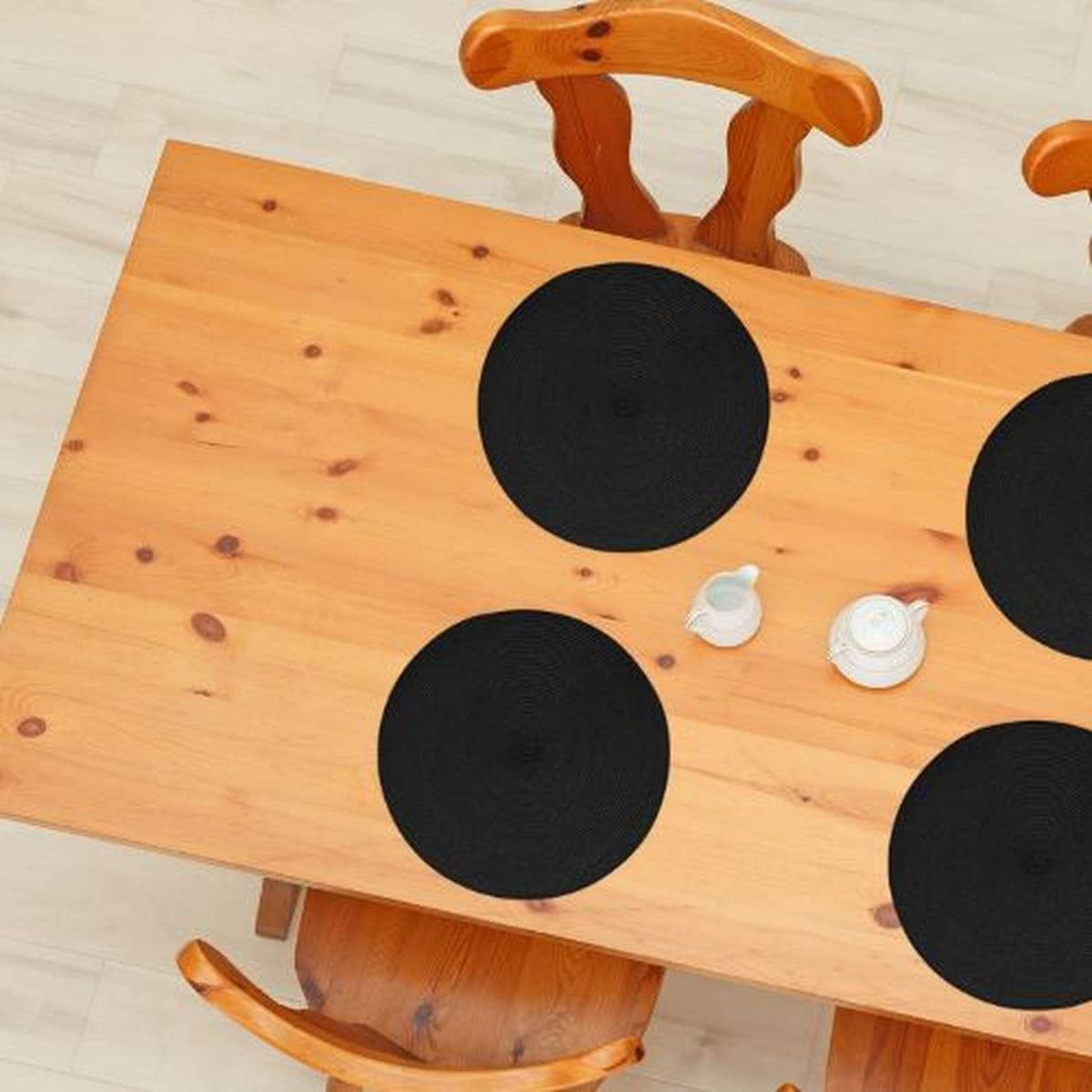 SECRET DE GOURMET Lot de 2 sets de table Tressés Ronds - Diam. 38 cm - Noir