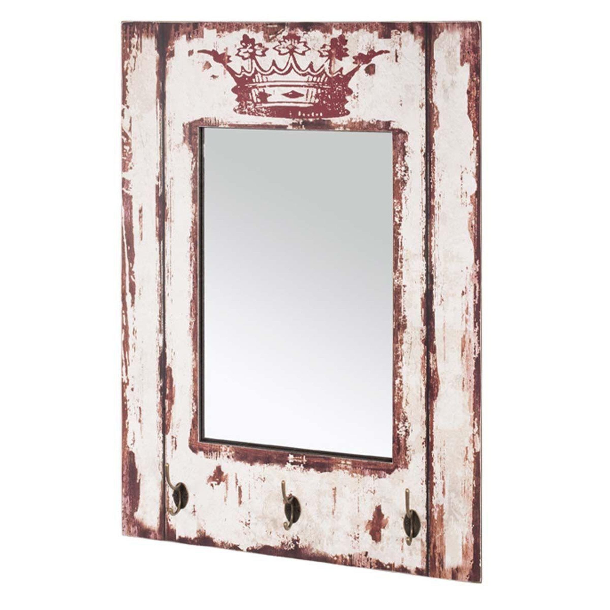 Paris Prix Patère murale 3 crochets  miroir  80cm marron