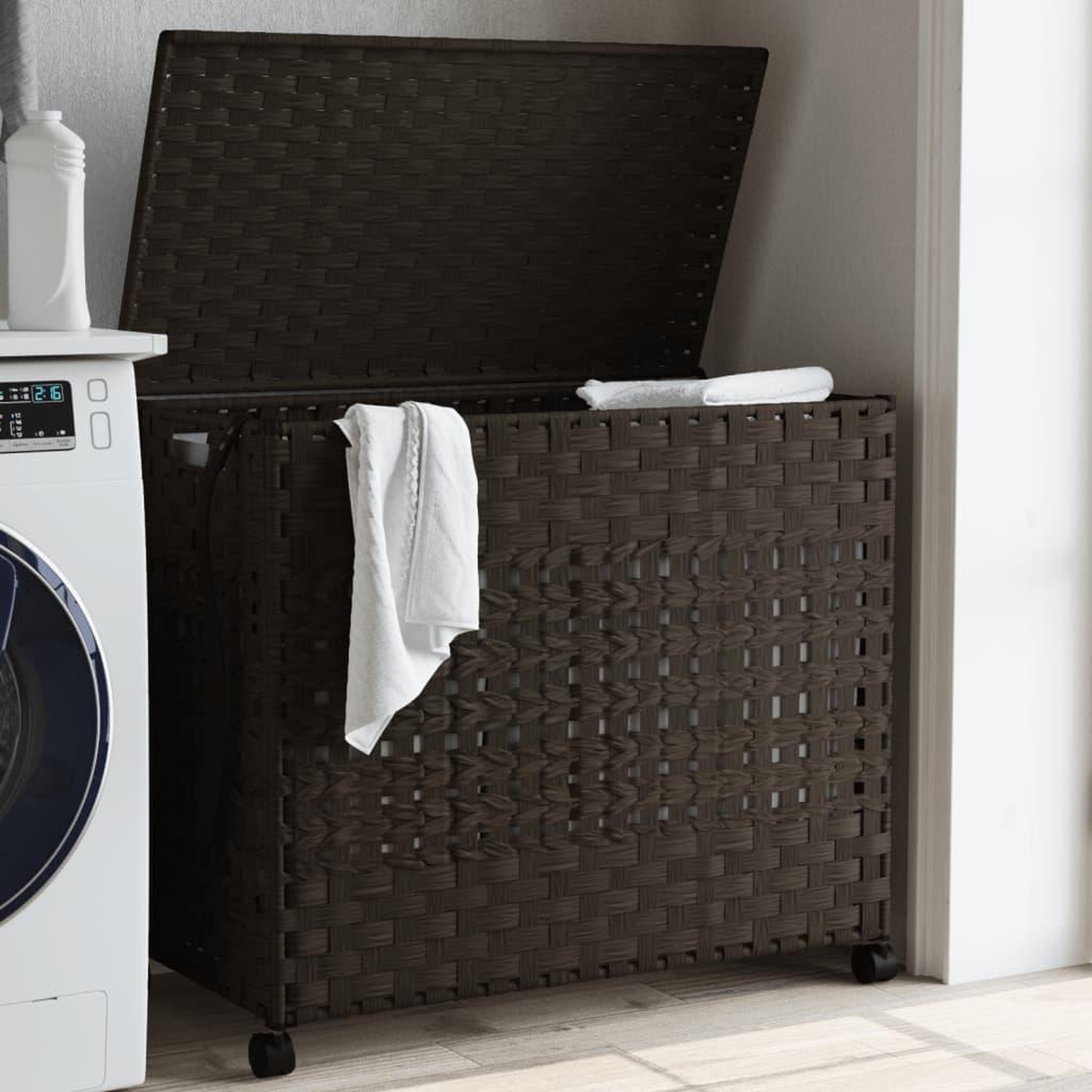 VIDAXL Panier a linge avec roulettes marron fonce 66x35x60 cm