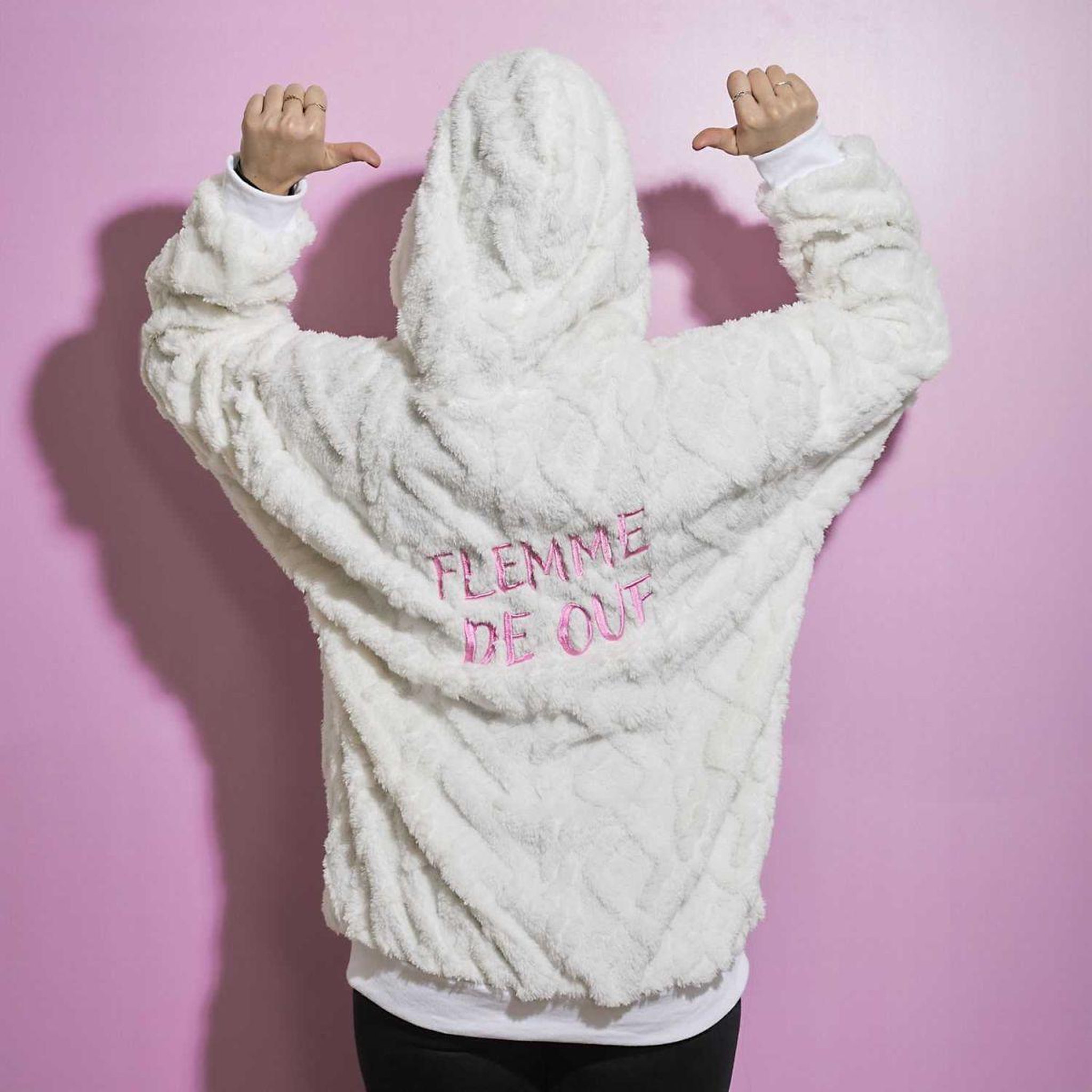 Voir la diapositive 4 : The concept Factory Sweat à capuche ultra doux  flemme de ouf  blanc