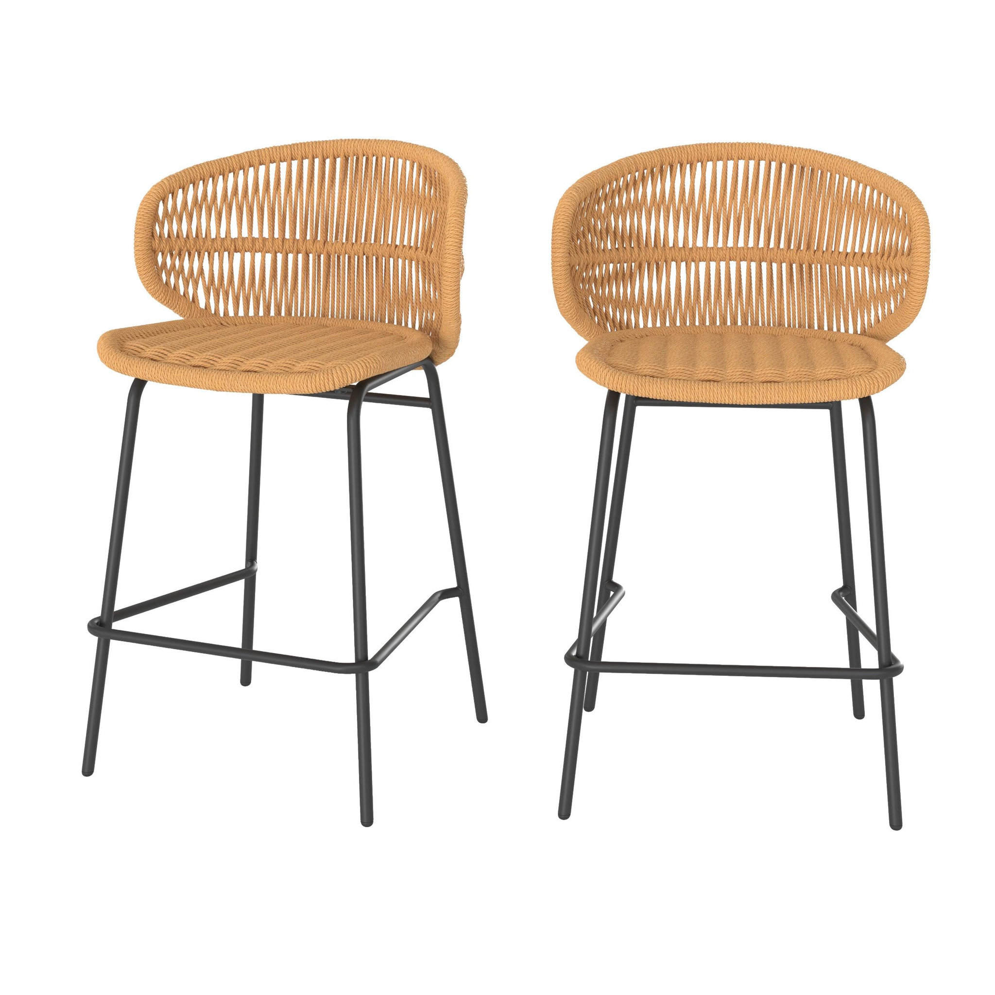 MAISON PAVANE Lot de 2 chaises pour îlot central de jardin 65 cm, rotin synthétique-lara