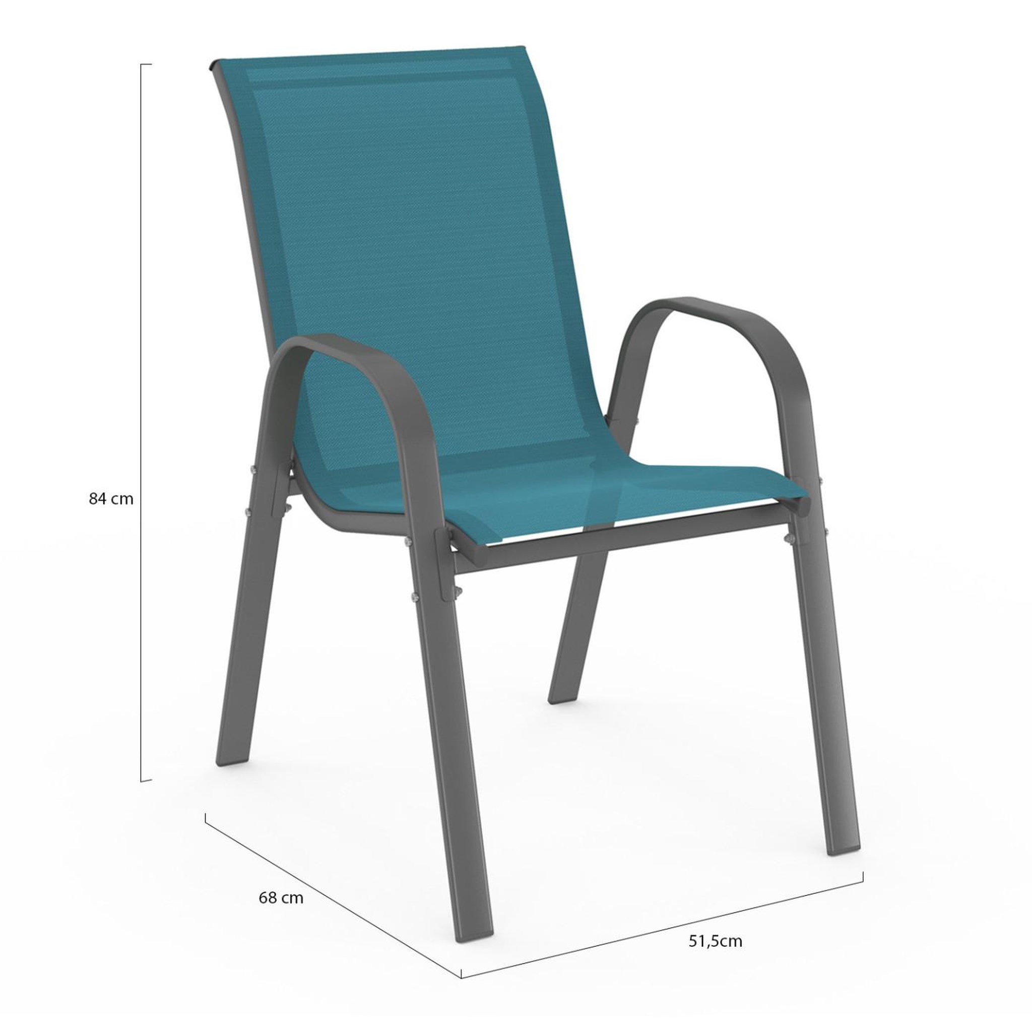 Voir la diapositive 6 : ID MARKET Lot de 6 chaises de jardin lyma métal et textilène empilables bleu canard