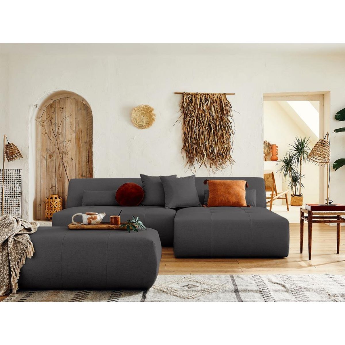 LISA DESIGN Onyx - canapé modulable d'angle réversible 4 places - en tissu