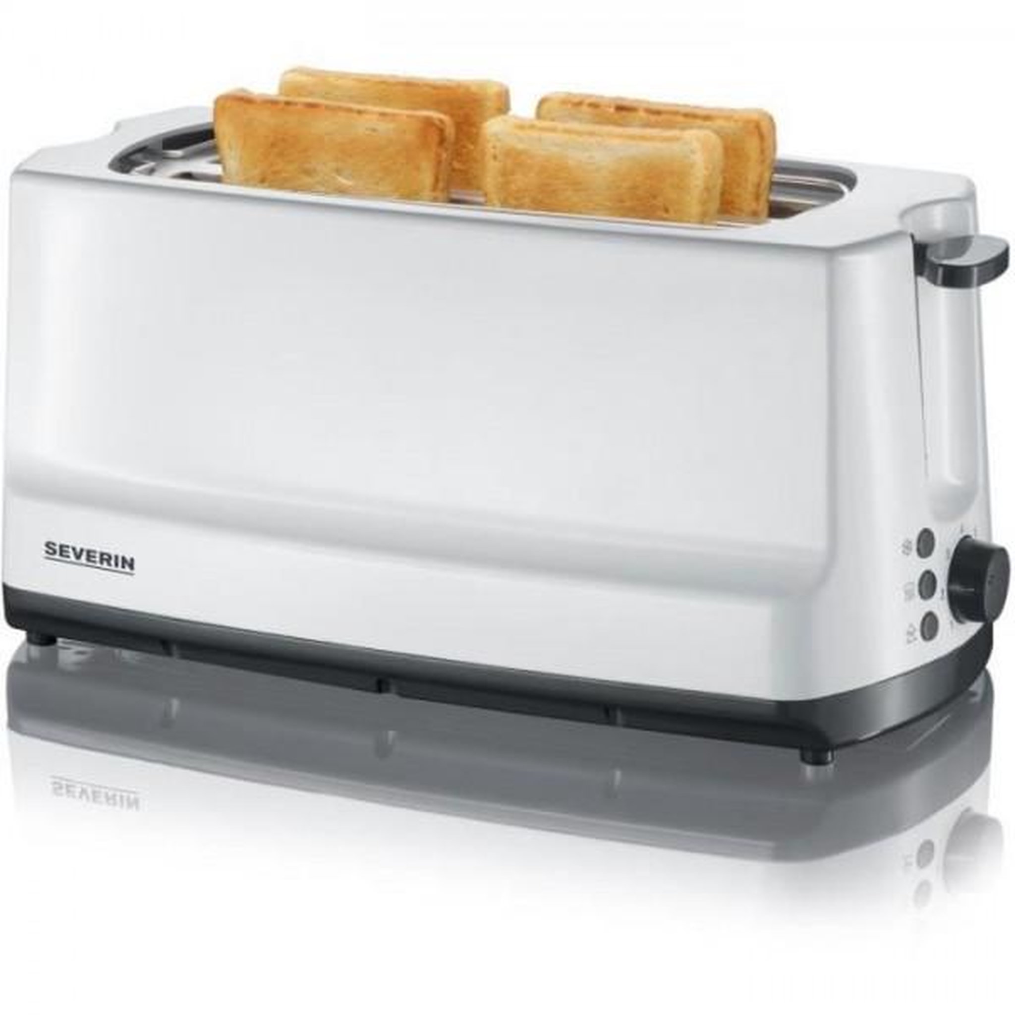 SEVERIN Grille Pain - Toaster Electrique  SEVERIN AT2234 - 2 fentes longues pour 4 tranches - Fonction décongélation - Support viennoiseries