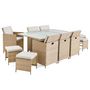 Voir la diapositive 2 : BEST MOBILIER Fira – salon de jardin encastrable en résine tressée beige - 10 places - coussins beige + housse de protection