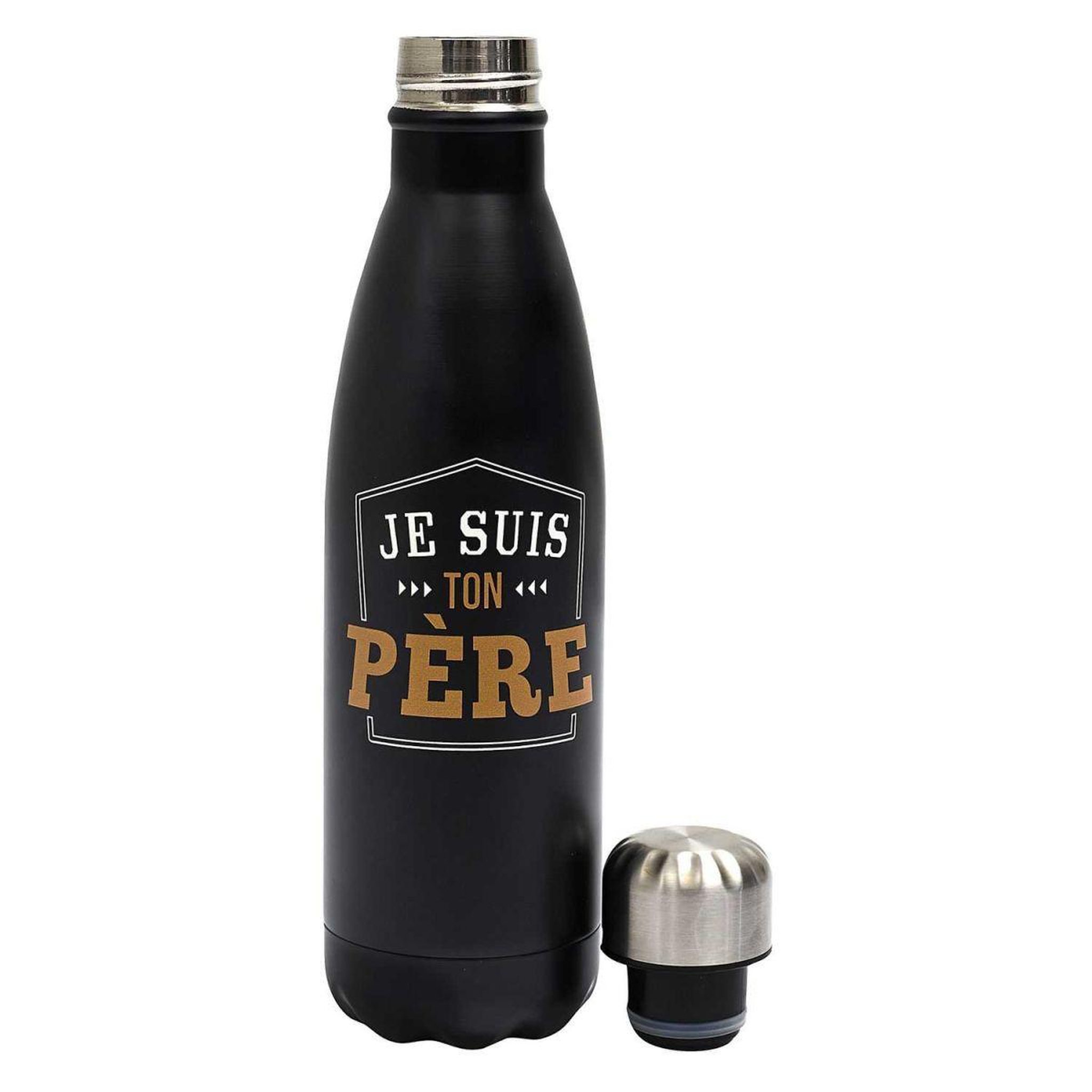 Voir la diapositive 2 : The concept Factory Bouteille Isotherme en Inox  Je Suis Ton Père  50cl Noir