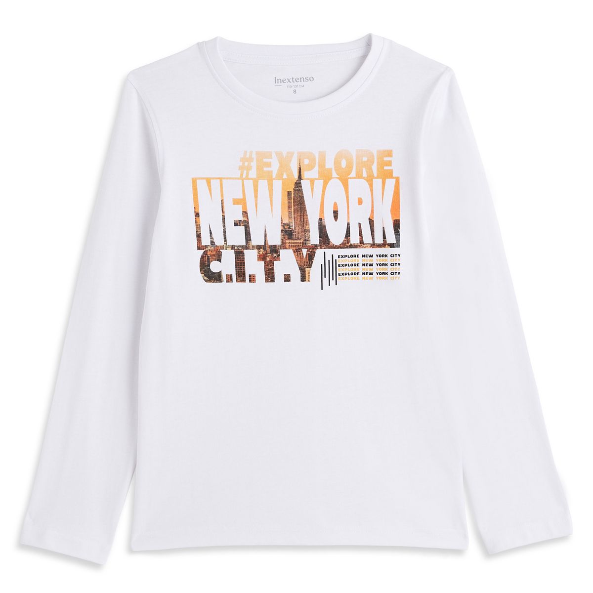 INEXTENSO T-shirt manches longues blanc garçon en coton 