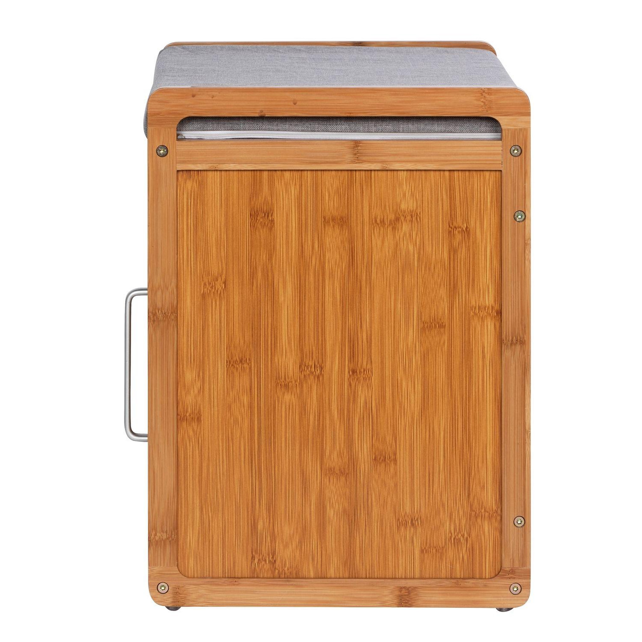 Voir la diapositive 4 : Wenko Banc armoire de salle de bain en bambou bahari - l. 50 x h. 45 cm - gris