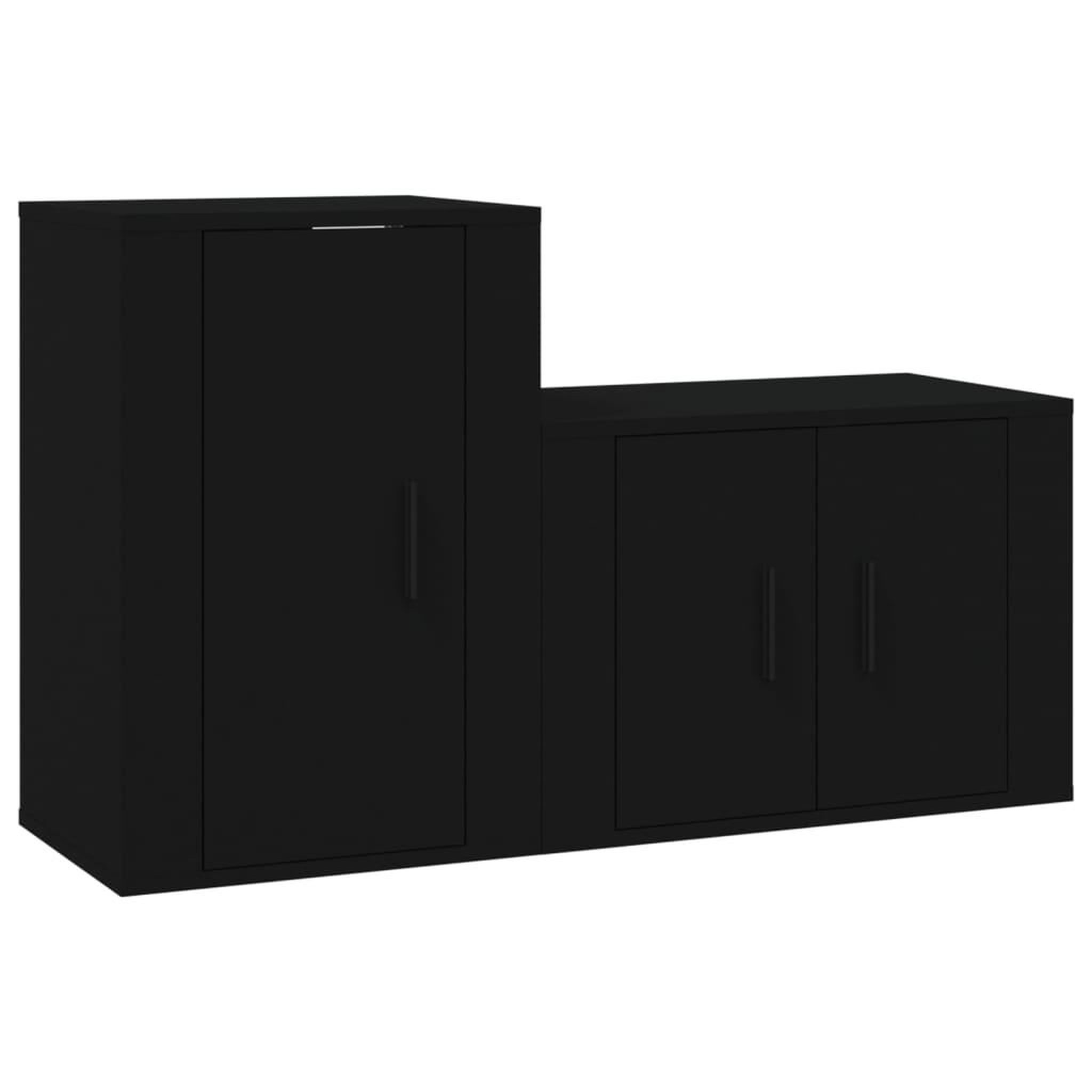 Voir la diapositive 2 : VIDAXL Ensemble de meubles TV 2 pcs noir bois d'ingenierie