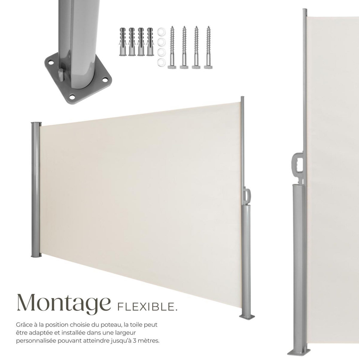 tectake Store latéral Brise-vue en Aluminium beige