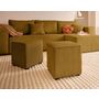 Voir la diapositive 6 : BEST MOBILIER Topaze - canapé d'angle réversible 4 places - convertible avec coffre, tablette et poufs - en velours côtelé